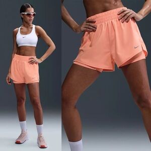 Nike One Dri-FIT High-Waisted 3" 2-in-1 Shorts Apricot Agate Orange DX6016-844